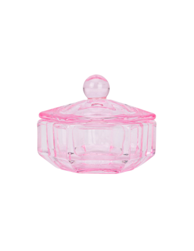 VASITO DE CRISTAL ROSA CON TAPA