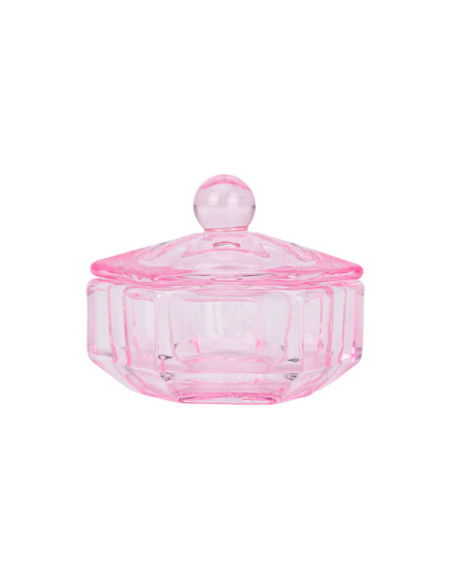 VASITO DE CRISTAL ROSA CON TAPA