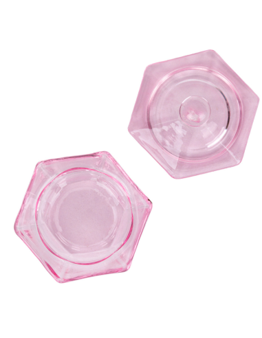 VASITO DE CRISTAL ROSA CON TAPA