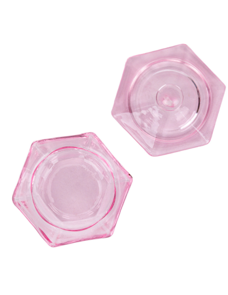 VASITO DE CRISTAL ROSA CON TAPA