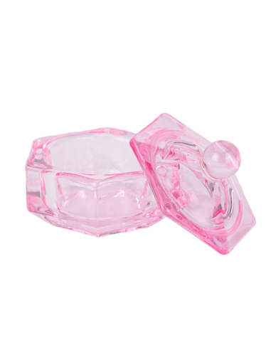 VASITO DE CRISTAL ROSA CON TAPA