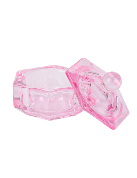 VASITO DE CRISTAL ROSA CON TAPA