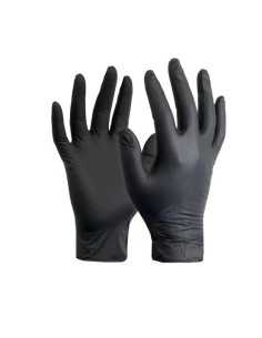 100 GUANTES DE EXAMEN DE NITRILO NEGRO SIN POLVO TALLA S