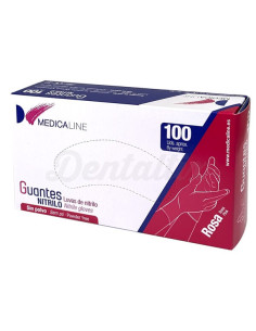 GUANTES NITRILO ROSA MEDICALINE TALLA M 100 UN 2